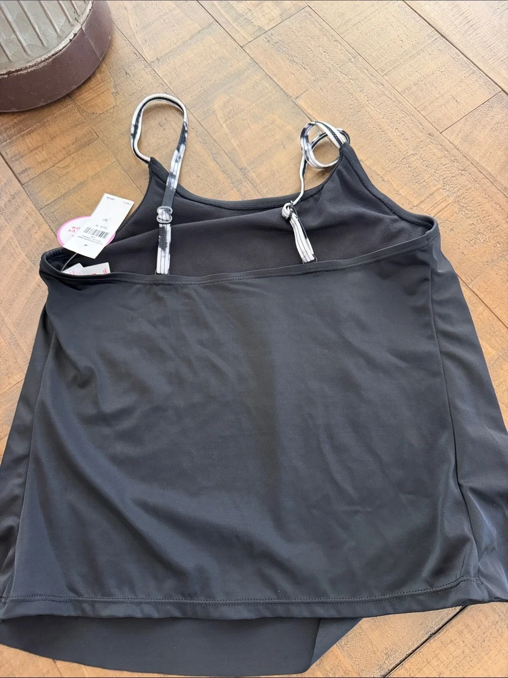 Justice Girls Black Swim Camisole with White 'Cali Beach Club' Logo